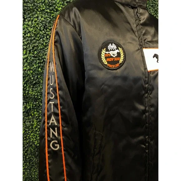 vtg 80s MUSTANG SHELBY RACING Jacket Large // black race car nascar le mans - Picture 3 of 6